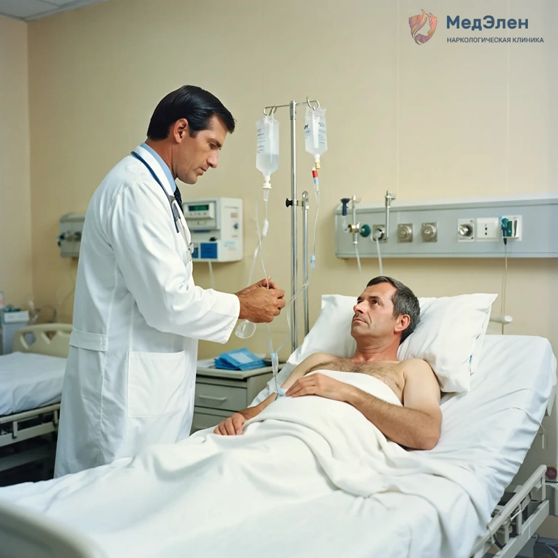 Врач ставит капельницу пациенту